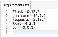 GAEオンラインエディタのrequirements.txt。Flask・gunicorn・requests・lxml・bs4を記述